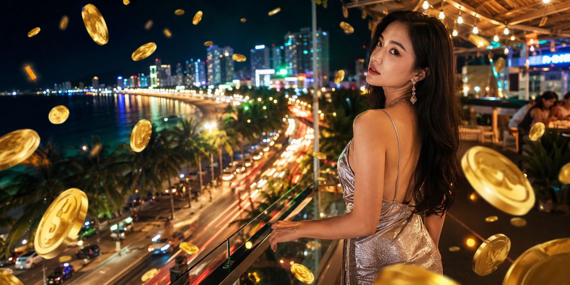 Bàn cá cược tại bãi biển Nha Trang với không khí casino sôi động về đêm